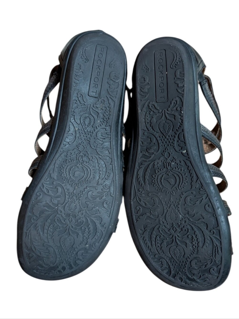 Rockport Cobb Hill "Zion" Black Leather Gladiator Flat Sandals - Picture 6 of 8